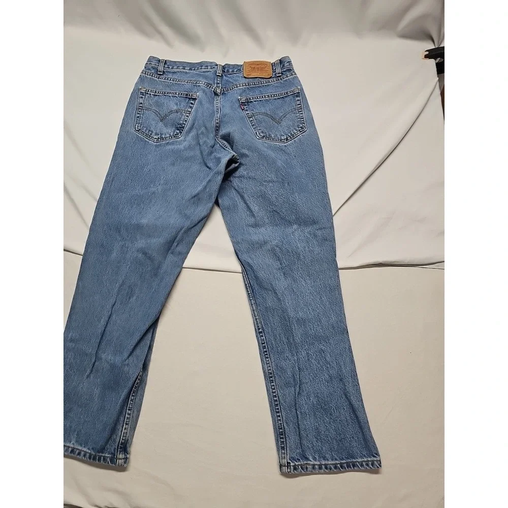 Levi's 550 Mens Blue Relaxed Tapered Vintage Denim Jeans Fading Stained Sz 36x30